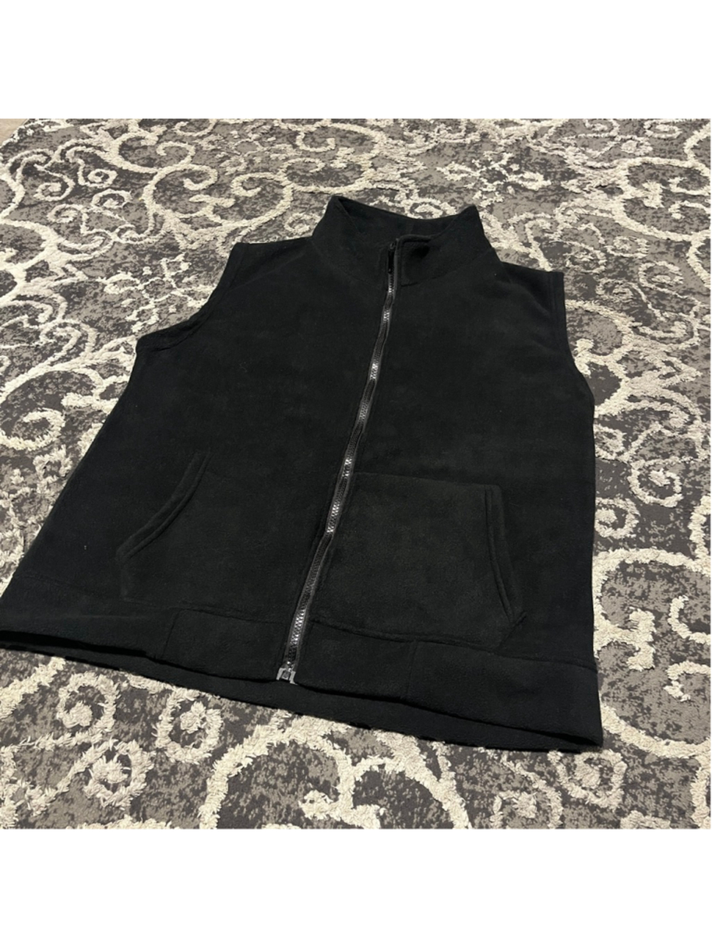 Black Fleece Zip Vest M unbranded cozy comfy soft warm